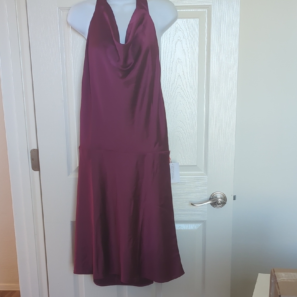 Purple Halter Neck Backless Sundress for Cocktail